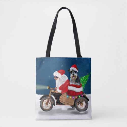 Schnauzer Dog Christmas Santa Claus   Tote Bag