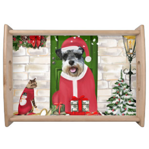 Schnauzer Dog Christmas Serving Tray