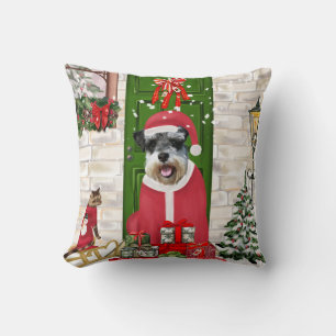 Schnauzer Dog Christmas Throw Pillow