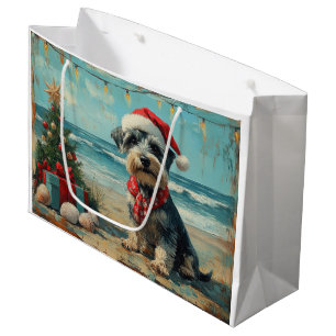 Schnauzer Dog Christmas Vintage Beach Large Gift Bag