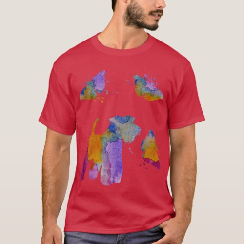 Schnauzer Dog Colorful Butterfly Art T_Shirt