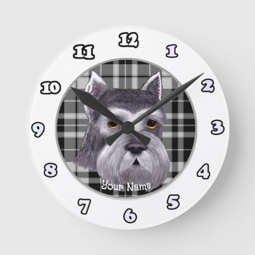 Schnauzer dog custom name clock