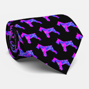 Schnauzer Dog Cute Pink Silhouette Black Neck Neck Tie