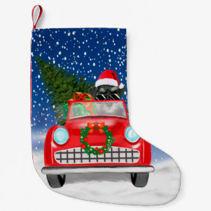 Schnauzer Dog Driving Car In Snow Christmas Small Christmas Stocking