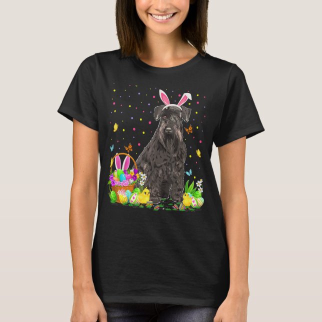 Schnauzer Dog Easter Egg Hunting Schnauzer Easter  T-Shirt (Front)