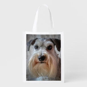 Schnauzer Dog face Grocery Bag