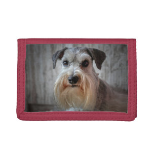 Schnauzer Dog face Tri-fold Wallet