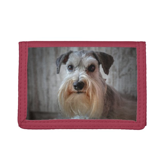 Schnauzer Dog face Tri-fold Wallet (Front)