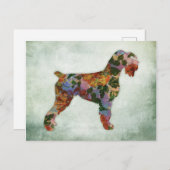 Schnauzer Dog Floral On Green Postcard (Front/Back)