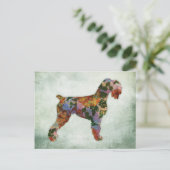 Schnauzer Dog Floral On Green Postcard (Standing Front)