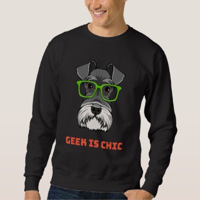 Schnauzer Dog Geek Portrait Smart Glasses Dog Nerd Sweatshirt