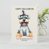 Schnauzer Dog Happy Halloween Holiday Card (Standing Front)