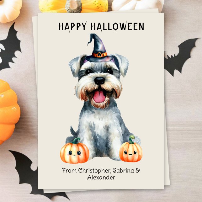 Schnauzer Dog Happy Halloween Holiday Card