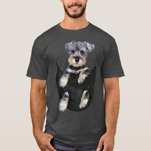 Schnauzer Dog in Pocket Puppy Gifts T_Shirt