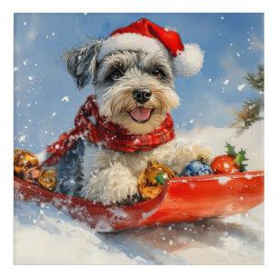 Schnauzer Dog in Sledge Let it Snow Christmas Acrylic Print