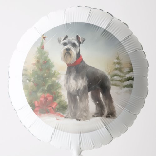Schnauzer Dog in Snow Christmas Balloon
