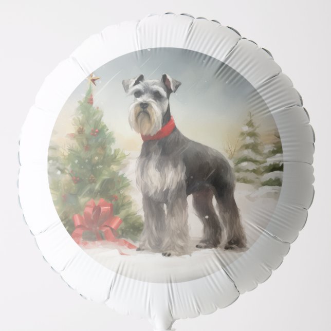 Schnauzer Dog in Snow Christmas Balloon (Front)