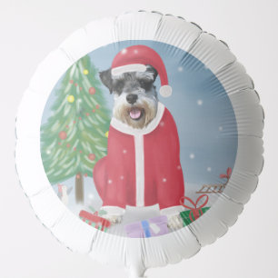 Schnauzer Dog in Snow Christmas Balloon
