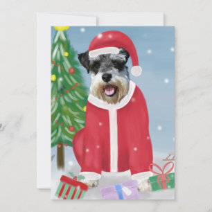 Schnauzer Dog in Snow Christmas Card