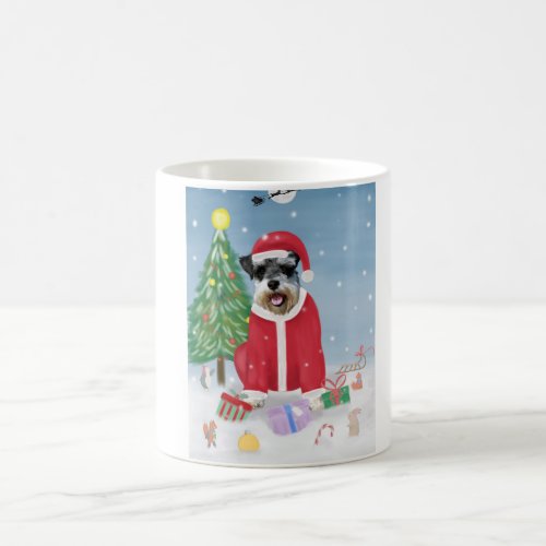 Schnauzer Dog in Snow Christmas  Coffee Mug