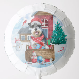 Schnauzer Dog In snow Christmas Dog House Balloon