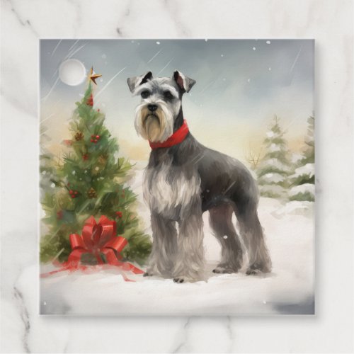 Schnauzer Dog in Snow Christmas Favor Tags