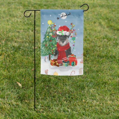Schnauzer Dog in Snow Christmas  Garden Flag
