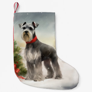 Schnauzer Dog in Snow Christmas Small Christmas Stocking