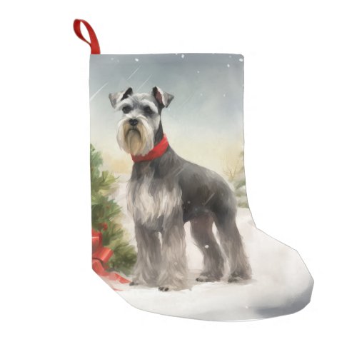 Schnauzer Dog in Snow Christmas Small Christmas Stocking