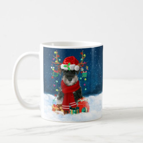 Schnauzer Dog in Snow with Christmas Gifts  Coffee Mug