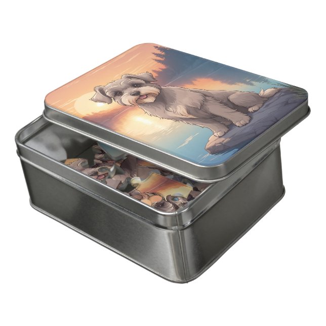 Schnauzer dog jigsaw puzzle (Lid Open)