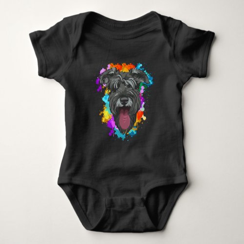 Schnauzer Dog Lover Colorful Puppy Baby Bodysuit