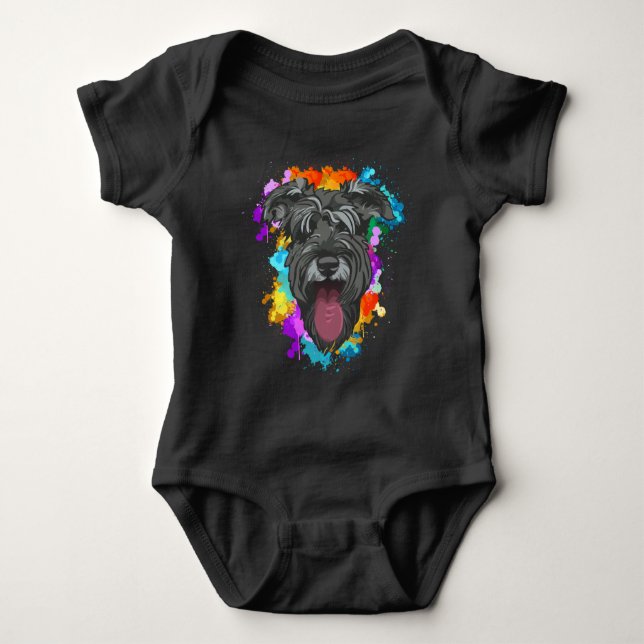 Schnauzer Dog Lover Colorful Puppy Baby Bodysuit (Front)