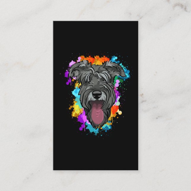 Schnauzer Dog Lover Colorful Puppy Business Card (Front)