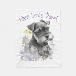 Schnauzer Dog Mom Floral Fleece Blanket