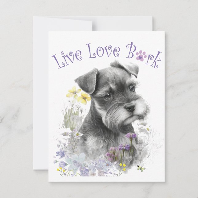 Schnauzer Dog Mom Floral Note Card (Front)