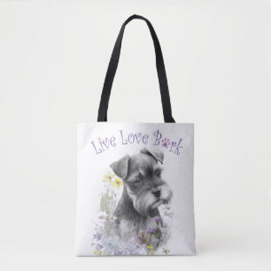 Schnauzer Dog Mom Floral Tote Bag