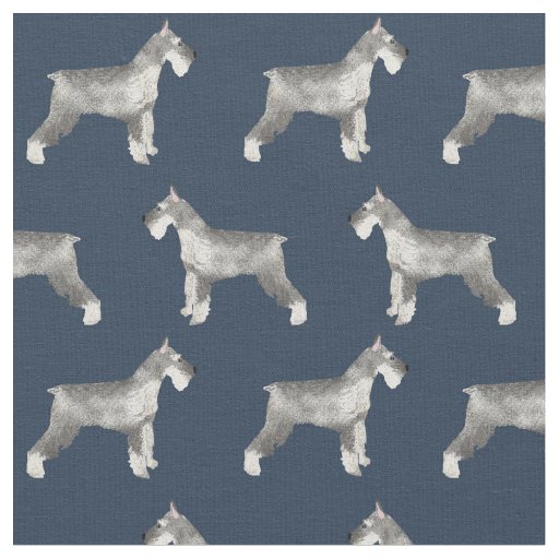 schnauzer dog navy blue fabric