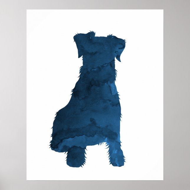 Schnauzer Dog Navy Blue Silhouette Poster (Front)