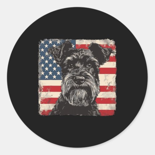 Schnauzer Dog Patriotic 4th Of July Gift Men Women Classic Round Sticker