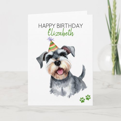 Schnauzer Dog Personalized Happy Birthday  Card