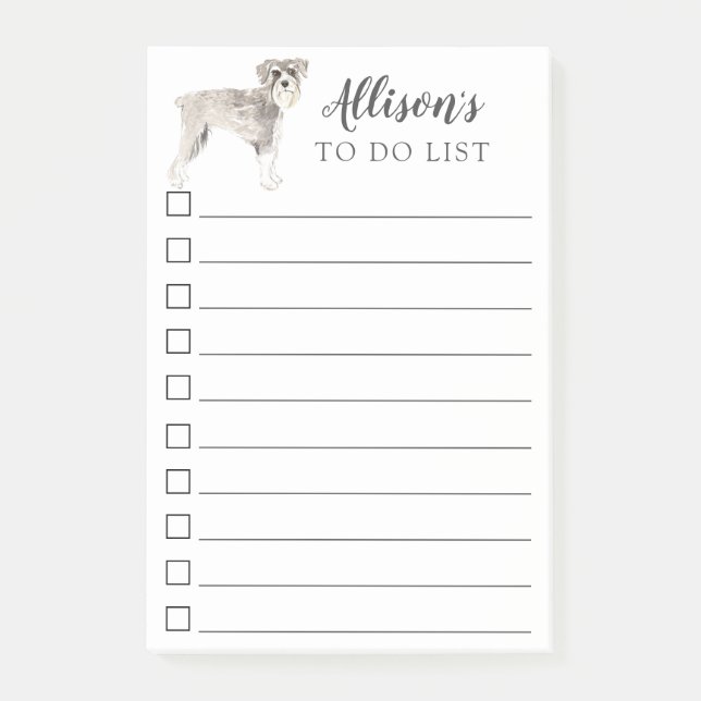 Schnauzer Dog Personalized To Do List Post-it Notes (Front)