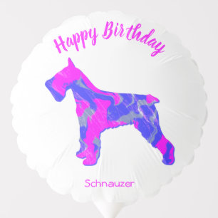 Schnauzer Dog Pink Silhouette Fun Birthday Balloon