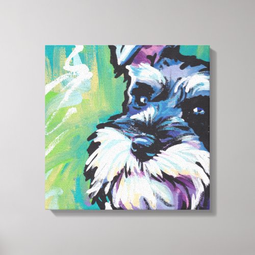 Schnauzer Dog Pop Art on Stretched Canvas