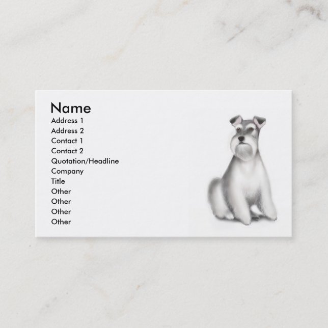 Schnauzer Dog Profile Card (Front)