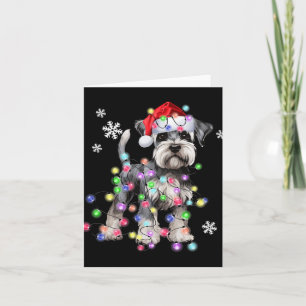 Schnauzer Dog Reindeer Christmas Lights Ugly Xmas Card