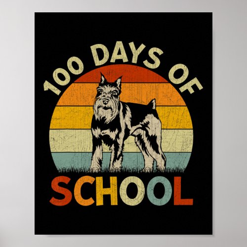 Schnauzer Dog Retro Boys Girls 100th Day Of School Poster