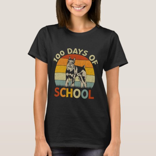 Schnauzer Dog Retro Boys Girls 100th Day Of School T_Shirt