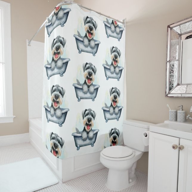 Schnauzer Dog Shower Curtain (In Situ)