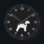 Schnauzer Dog Silhouette Black and White Round Clock<br><div class="desc">A fun wall clock for home or office. Makes an original gift for Schnauzer lovers. Check out Jenn’s Doodle World for even more decorative clocks and Schnauzer themed home decor.</div>